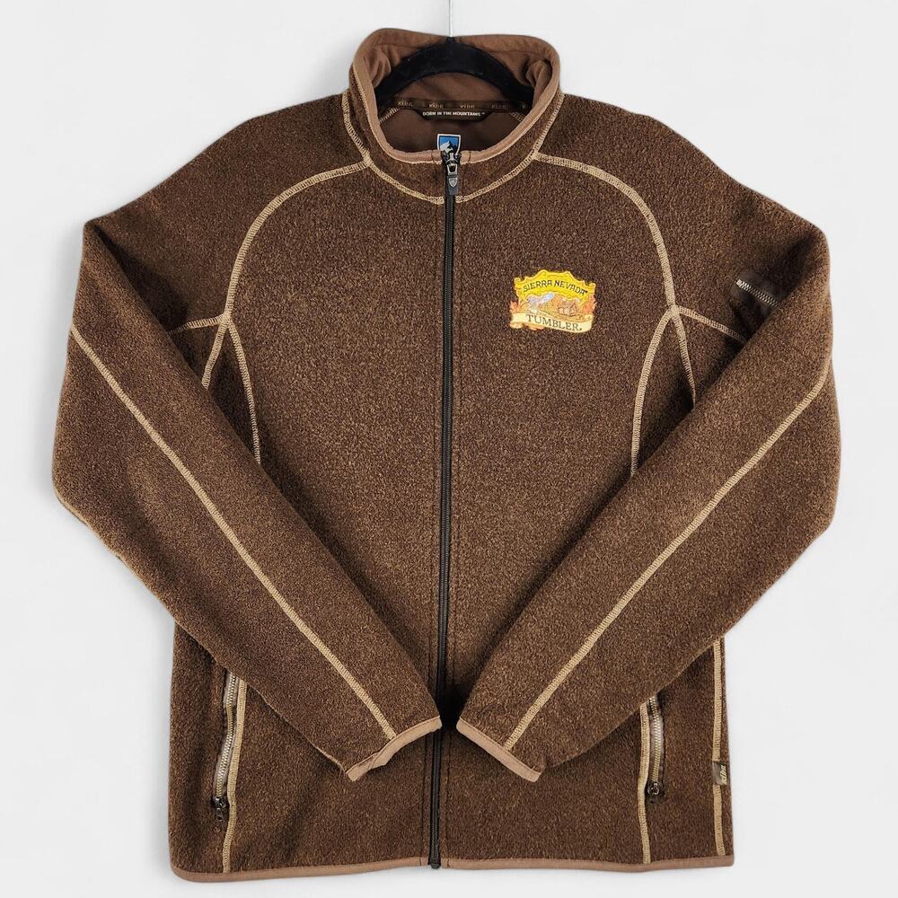 KUHL Fleece Jacket Womens XL Brown Full Zip Alfpaca Sierra Nevada Tumbler Fall